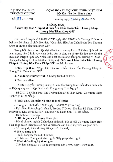 Hội thảo'' Cập nhật Siêu Âm Chẩn Đoán Tổn Thương Khớp và Hướng Dẫn Tiêm Khớp Gối''