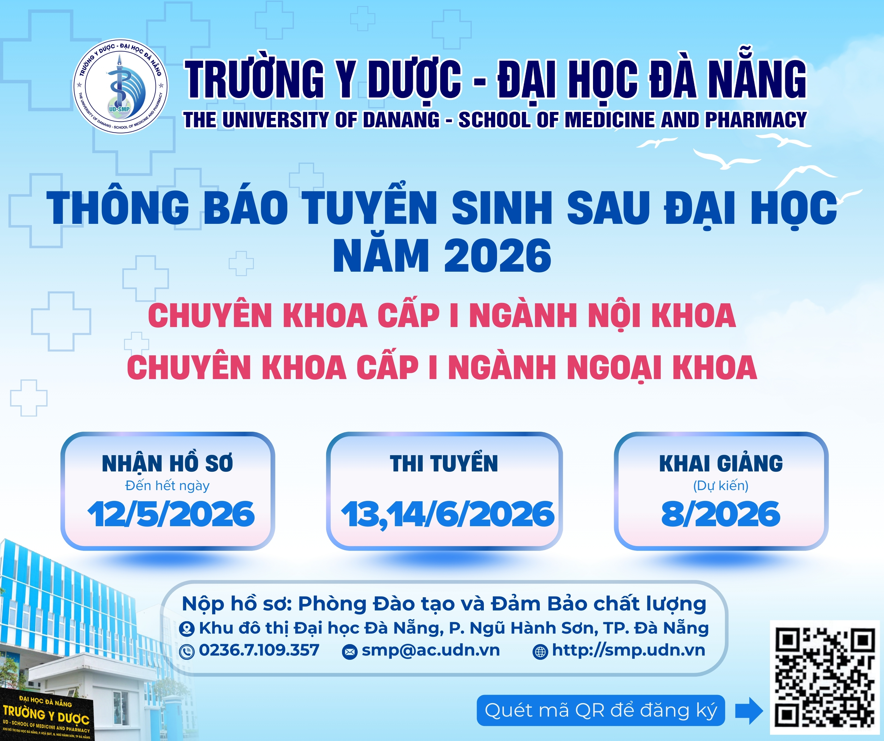 Thông báo Tuyển sinh Sau đại học các chương trình đào tạo Chuyên khoa cấp I ngành Nội khoa và Ngoại khoa